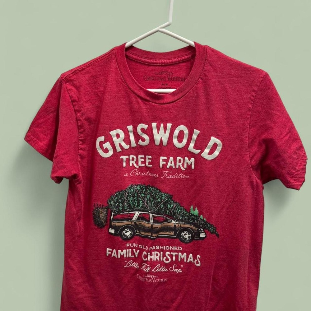 Mens Christmas Vacation Griswold Tree Farm Graphic Tee Red Medium